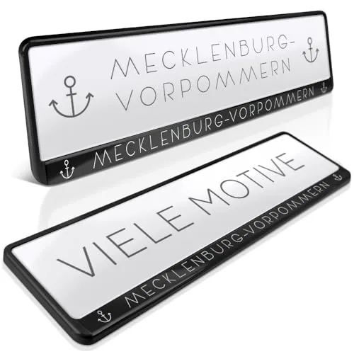 schildEVO 2 Kennzeichenhalter | Mecklenburg-Vorpommern 01 | Meck-Pomm | Rostock | Schwerin | Rügen | Nummernschildhalter | Kennzeichenrahmen | Auto PKW Kfz | DHL-Versand