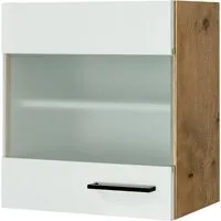 Flex Well Hängeschrank Vintea mit Glastür, magnolienweiss - Küchenschrank mit eleganter Glastür, bietet stilvollen Stauraum und passt perfekt in moderne Küchen mit seinen kompakten Maßen.