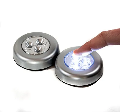 LED Unterbauleuchte im 2er Set, 3 LED, Ein /Ausschalten per Druckfunktion, kalt-weißes Licht, Touch-Lampe, Schrankleuchten, Vitrinenleuchten, Küchenleuchten