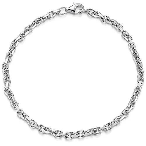 Materia Herren Armband 925 Silber 24cm Ankerkette - Elegantes 24cm Ankerketten-Armband aus 925 Sterling Silber, diamantiert und rhodiniert für extra Langlebigkeit. Ideal als stilvolles Geschenk für Herren.