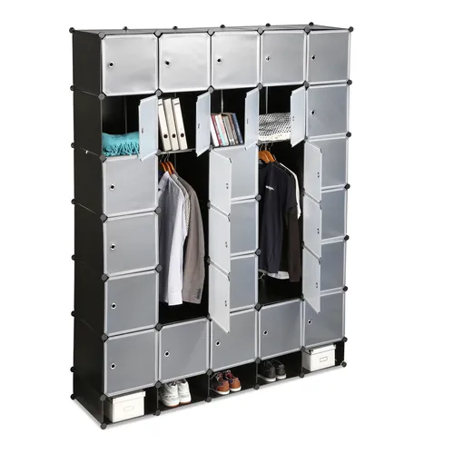Relaxdays XXL Kleiderschrank Stecksystem, Schwarz in schwarz von Relaxdays