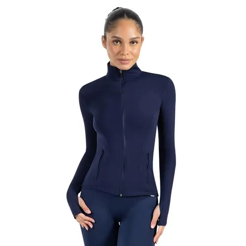 Smilodox Outdoorjacke Kenna – Taillierte Sportjacke für Aktive - Leichte und atmungsaktive Sportjacke in Marineblau, ideal für Freizeit und Fitness. Mit Daumenlöchern und Slim-Fit für optimalen Tragekomfort.