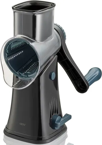 GEFU Trommelreibe CLICK - Vielseitige Küchenhilfe mit 5 Klingeneinsätzen - Trommelreibe mit 5 unterschiedlichen Klingeneinsätzen für feines, grobes und mittleres Reiben. Ideal für Gemüse, Käse und mehr. Mit Restehalter und Saugfuß für sicheren Halt.