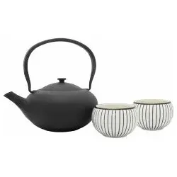 Bredemeijer Tee-Set 'Shanxi' - Gusseiserne Teekanne mit Tassen - Teekocher im eleganten Design, inklusive 2 Porzellantassen und Edelstahlfilter. Ideal für Teeliebhaber, perfekt als Geschenk!