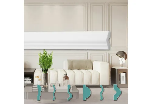 Hexim Zierleiste FG2, 2 Meter / 1 Leiste, Wandleisten modern XPS Styropor weiß, 2 Meter Stuckleisten Styroporleisten Stuckverzierung Friesleisten Stuck Zierleisten