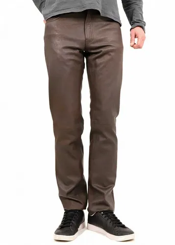 Maddox Herren Lederhose MADDOX - Lammnubuk in Schoko - Vielseitige Herren Lederhose aus weichem Lammnubuk mit einzigartiger Farbgestaltung. Praktisches Polyester-Futter bis zum Knie und anpassbare Hosenbeinlänge sorgen für Komfort und Stil. Ideal für jede Gelegenheit.
