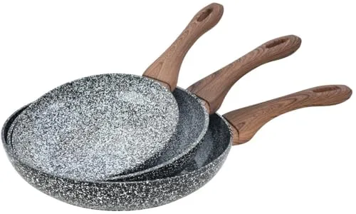 Kinghoff Pfannenset Pfanne 3-teilig 20/24/28 cm Granit Wood Line KH-1030