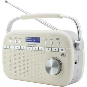 SOUNDMASTER DAB+ UKW-Radio DAB280, weiß-beige - Tragbares DAB+ Radio mit 40 Speicherplätzen, Weckfunktion und erstklassiger Klangqualität