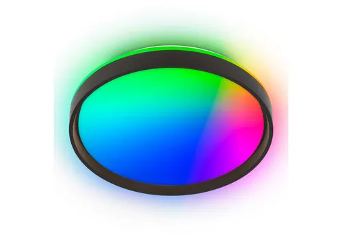 Deckenleuchte LED mit Fernbedienung - Dimmbar und RGB Farbwechsel, 48cm Schwarz - Moderne Deckenlampe für jeden Raum, dimmbar und mit RGB Farbwechsel, einfache Installation und Steuerung per Fernbedienung. Ideal für stilvolle Akzente.