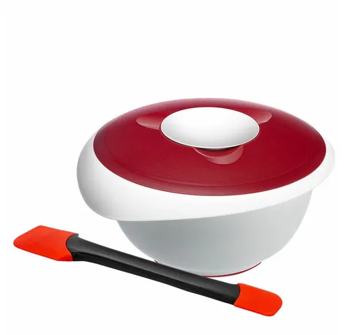 WESTMARK Rührschüssel 2tlg., Rührschüssel mit Deckel 3,5 l und Teigschaber, Duo, PP, Silikon, PE, rutschfest, spülmaschinengeeignet, Made in Germany, BPA-frei