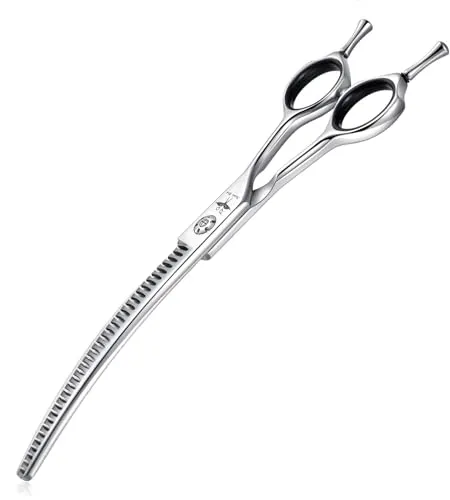 PURPLEBIRD Fellschere 7,0 Inch Gebogene Hundeschere Katzenschere Hunde Effilierschere Hundescheren zur Fellpflege für alle Hunde Katze Schneiden und Grooming Japanischer Edelstahl 440C Handarbeit