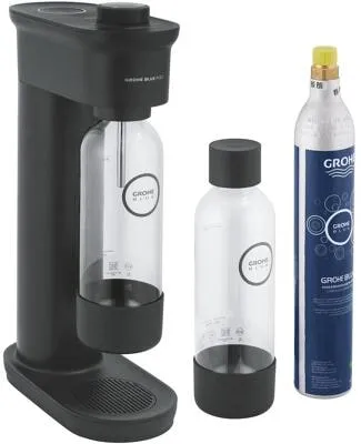 GROHE Blue Fizz Wassersprudler, Basic Couple Starter Set, inkl. 2 Trinkflaschen und 1x CO?, schwarz (31942K00)