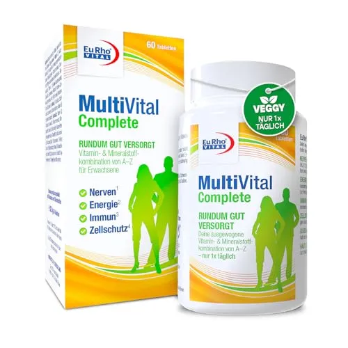 MultiVital Complete | A–Z Multivitamin Tabletten für Frauen und Männer bis 50 Jahre | 13 Vitamine plus 11 Mineralstoffe | Der Allrounder für Nerven, Energie, Immunsystem, Zellschutz | 60 Tabletten
