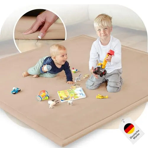 BabybeFun Krabbelmatte Baby - kuschelig weich - 3cm Dicke Spielmatte - schützt vor Stößen - Teppich Kinderzimmer 180x200cm - rutschfeste Schaumstoffmatte - Spielteppich Kinder - Krabbeldecke warm