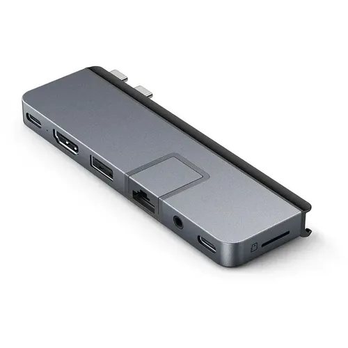 Targus Hyper DUO PRO 7-in-2 USB-C Hub grau - vielseitiger USB-C Hub mit 3,5mm Klinkenanschluss, langlebig und einfach einzurichten