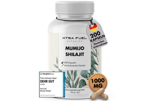 Mumijo Shilajit Kapseln - Hochdosiert mit 1000mg pro Tagesdosis - Multivitaminpräparate & Mineralien, hochdosierte Shilajit Kapseln mit 80% Fulvinsäure und 12% Huminsäure, ideal für natürliche Energie und Vitalität.