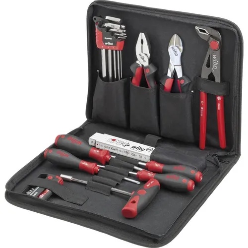 Wiha Werkzeug Set Mechaniker gemischt 34-tlg. inkl. Werkzeugmappe - Werkzeug-Sets mit praktischer Werkzeugtasche und handschonendem SoftFinish Griffdesign für komfortables Arbeiten. Ideal für Mechaniker und vielseitige Anwendungen.