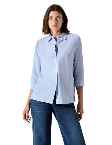 Cecil Damen B345660 Bluse, Blouse Blue, M - Damenbluse aus reiner Baumwolle mit 3/4-Ärmeln und Hemdkragen, perfekt für einen stilvollen Auftritt im Alltag.