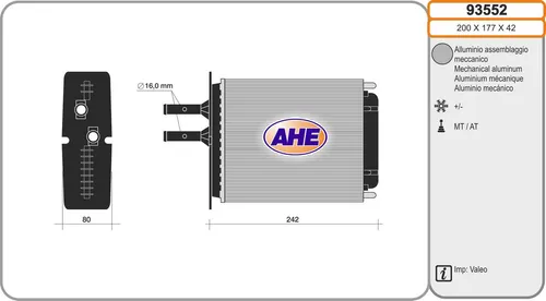 AHE Wärmetauscher, Innenraumheizung 93552