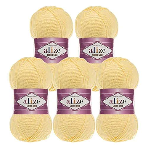 100g Strickgarn Alize Cotton Gold Uni Klassikgarn Häkelgarn Strick-Wolle Farbwahl 5 x