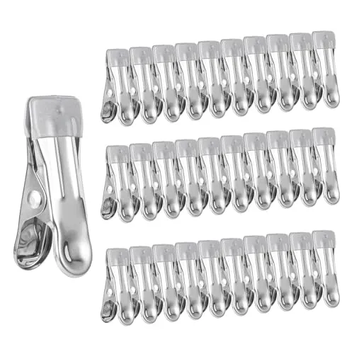 30-teiliges Set aus Edelstahl-Wäscheklammern, Handtuch- und Badetuch-Anti-Rutsch-Clips, geeignet für Socken, Strandtuch-Clips, Lebensmittelversiegelung