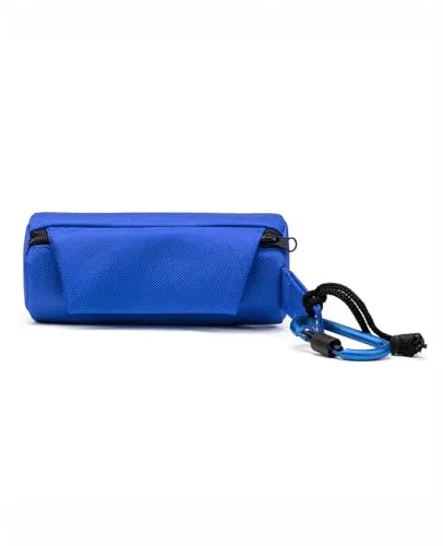 lionto Futterbeutel für Hunde aus strapazierfähigem Textilstoff, 18x7x7 cm, Leckerlitasche mit Reißverschluss & Klettverschluss, wasserabweisender Snackbeutel, Karabinerhaken & Kordel, blau