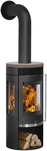 Oranier Kaminofen Rota Tre 2.0, 5,5 kW - Moderner Blickfang - Kaminofen für mittelgroße Räume, 5,5 kW Nennwärmeleistung, mit automatischer Scheibenreinigung und integriertem Holzfach für gemütliche Abende.