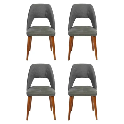 Exklusive Polster 4-er Stuhlset Küchen Möbel Designer Esszimmer Stühle