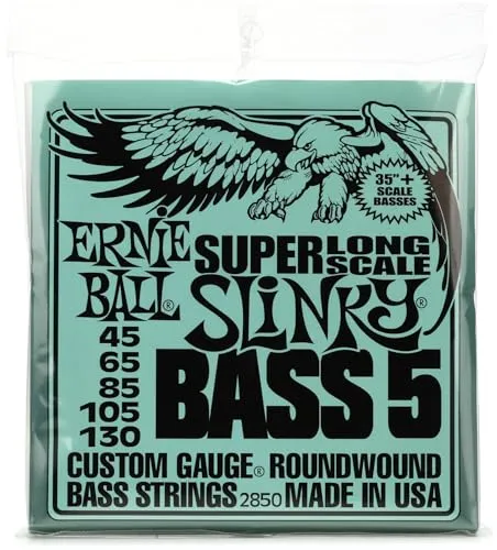 Ernie Ball Super Long Scale Slinky E-Bass-Saiten, für 5-Saiter, Stärke 45–130