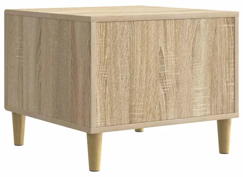 vidaXL Couchtisch Sonoma-Eiche 50 x 49 x 40 cm - Moderner Couchtisch aus Holzwerkstoff mit eleganten Eukalyptusbeinen. Funktionale Schublade für Stauraum und viel Platz für Getränke und Deko. Ideal für ein stilvolles Wohnzimmer.