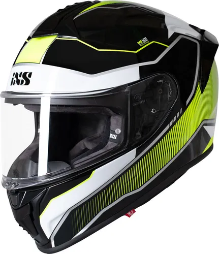 IXS Integralhelm iXS421 FG 2.1 schwarz/weiß/neongelb XXL - Motorradhelm aus Fiberglas mit hervorragenden schlagabsorbierenden Eigenschaften und kratzfestem, Pinlock®-vorbereitetem Visier für klare Sicht bei jedem Wetter.