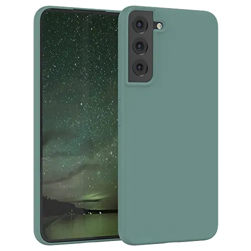EAZY CASE Premium Silikon Handyhülle kompatibel mit Galaxy S22 Plus 5G Slimcover mit Kameraschutz und Innenfutter, Silikonhülle, Schutzhülle, Bumper, Handy Case, Hülle, Softcase, Nacht Grün