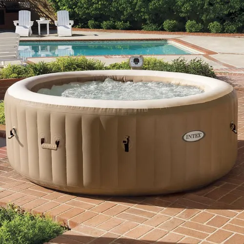 Intex 28408 Pure Spa Bubble Massage aufblasbares rundes Becken 216x 7x 165cm , 6 Personen