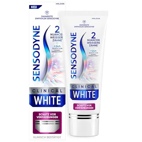 Sensodyne Clinical WHITE Zahnpasta, 75ml – Für weißere Zähne und effektiven Schutz