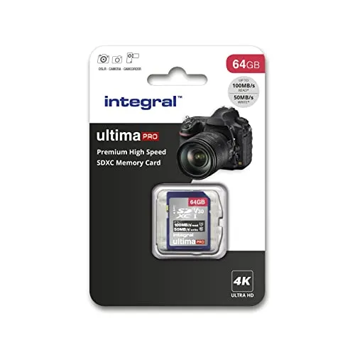 Integral 128 GB SD-Karte 4K Ultra-HD-Video High Speed SDXC V30 UHS-I U3 Class 10 Speicherkarte bis zu 100 MB/s, Farbe kann variieren