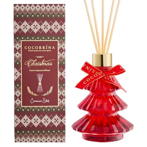 COCORRÍNA Weihnachten Raumduft mit 8 Duftstäbchen 170ml, Cinnamon Stick, Langanhaltend, Home Duft ätherisches Öl Reed Diffusor für Badezimmer Regal Dekoration