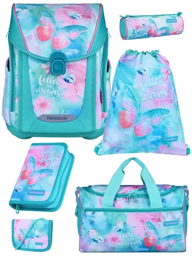Familando PREMIUM Schulranzen-Set 6-teilig BUTTERFLY