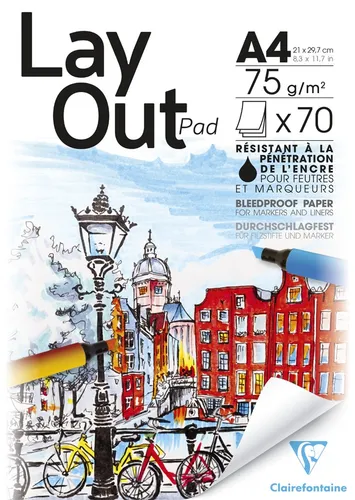 Clairefontaine Layoutblock DIN A4 blanko 75 g/qm weiß 70 Blatt