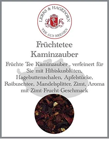 Lerbs & Hagedorn, Früchte Tee Kaminzauber | Zimt Frucht Geschmack 250g (ca. 21 Liter) Hibiskusblüten, Hagebuttenschalen, Apfelstücke, Roibuschtee