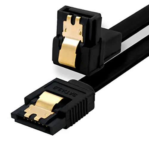 BIGtec 0,15m SATA Kabel S-ATA III Datenkabel Anschlusskabel schwarz Winkel HDD SSD 6GBit/s Stecker L-Type/L-Type 90° 15cm vergoldet gerade/gewinkelt serial ATA Verriegelung SATA-3
