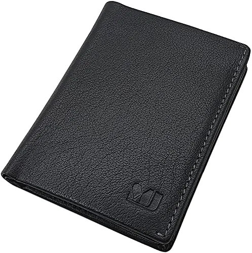 myledershop Büffelleder Herren Hochformatbörse Geldbörse/Geldbeutel/Portemonnaie/Portmonaise/Geldtasche/Portmonee MJ-Design-Germany mit RFID & NFC Schutz in Schwarz