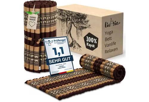 Reisebett-Matratzen Rollmatte 75 cm breit, vegan und handgefertigt, 200x75x4,5cm, livasia, 4.5 cm hoch, Kapok