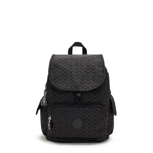 Kipling CITY PACK S Rucksack - Schwarz mit Signature Emb - Damen-Rucksackhandtaschen mit verstellbaren Gurten und praktischem Reißverschlussfach für mehr Sicherheit und Stil.