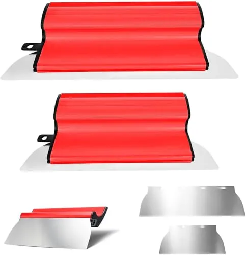 Stück Flächenspachtel Set, 25cm 40cm Spachtel Set, Glättspachtel, Edelstahl Spatel Werkzeug mit Ergonomischem Z-Griff, Trockenbau Spachtel für große Arbeitsbereich Wand Dekoration Bau 2