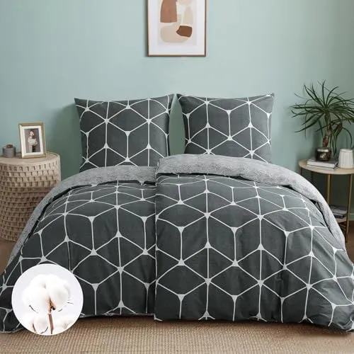 RUIKASI Bettwäsche 135x200 Baumwolle 4teilig Anthrazit in grau von RUIKASI