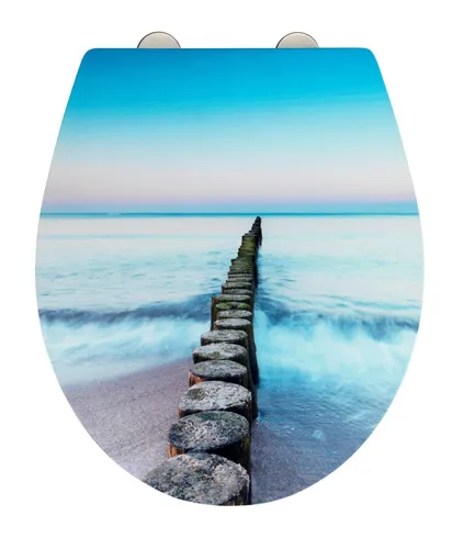 WENKO WC-Sitz Mod. Alba mit Relief - Hygienischer Toilettensitz aus antibakteriellem Duroplast mit Easy-Close Absenkautomatik und 3-D Relief-Oberfläche für ein stilvolles Badezimmer.