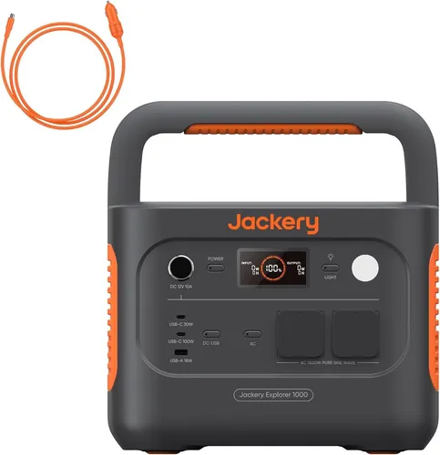 Jackery Explorer 1000 v2 – Tragbare Powerstation für Unterwegs - Kompakte 1070Wh Powerstation mit 1500W Ausgang, ideal für Camping und Notstromversorgung. 20% kleiner und 10% leichter als Vorgängermodelle, sorgt für eine schnelle Energieversorgung überall.
