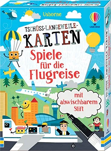 Tschüss-Langeweile-Karten: Spiele für die Flugreise - Spiele für die Flugreise mit abwischbarem Stift, ideal für lange Reisen und zur Unterhaltung von Kindern.