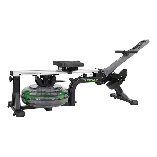 Tunturi Rudergerät R50W Cardio Fit, Rudermaschine mit Wasser, Rowing Machine, Wasserrudergerät, Rudergeraet für Zuhause, Klappbar, Einstellbarer Widerstand, bis 150 kg, mit LCD Computer