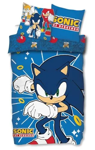 SkyBrands Sonic The Hedgehog Wende-Bettwäsche-Set 135x200 in blau von SkyBrands
